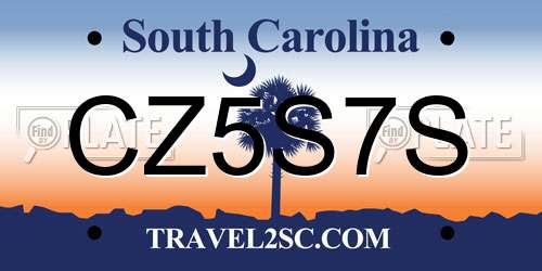 CZ5S7S South Carolina License Plate