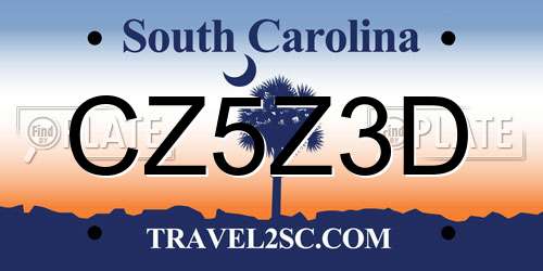 CZ5Z3D South Carolina License Plate