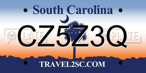 CZ5Z3Q South Carolina License Plate