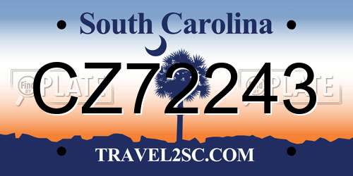 CZ72243 South Carolina License Plate