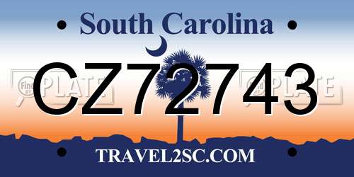 CZ72743 South Carolina License Plate