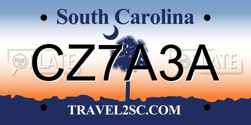 CZ7A3A South Carolina License Plate