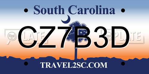 CZ7B3D South Carolina License Plate