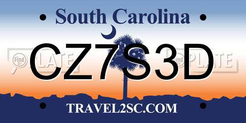 CZ7S3D South Carolina License Plate