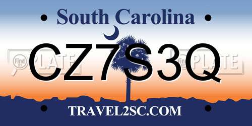CZ7S3Q South Carolina License Plate