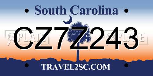 CZ7Z243 South Carolina License Plate