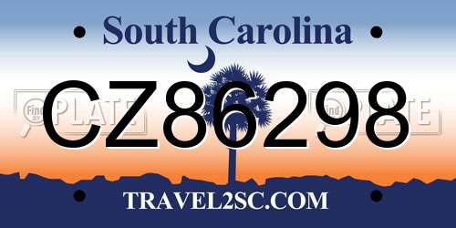 CZ86298 South Carolina License Plate