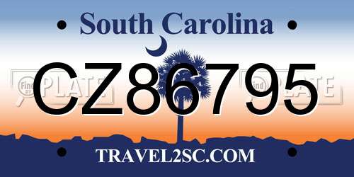 CZ86795 South Carolina License Plate