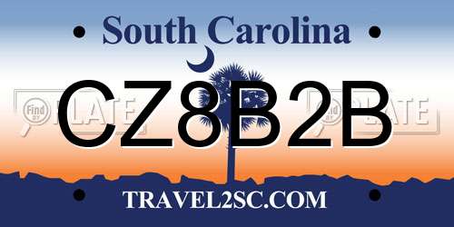 CZ8B2B South Carolina License Plate