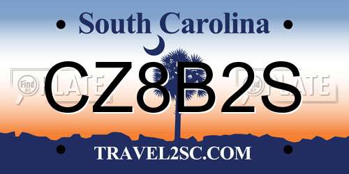 CZ8B2S South Carolina License Plate