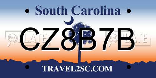 CZ8B7B South Carolina License Plate