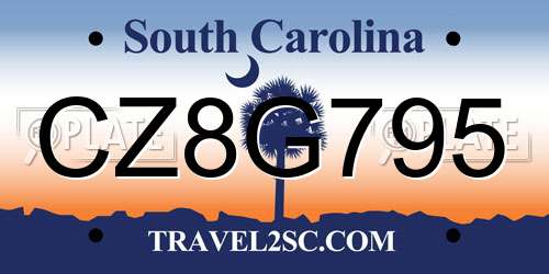 CZ8G795 South Carolina License Plate