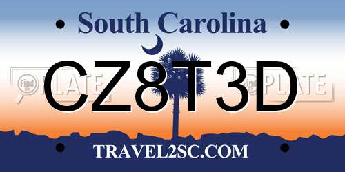 CZ8T3D South Carolina License Plate