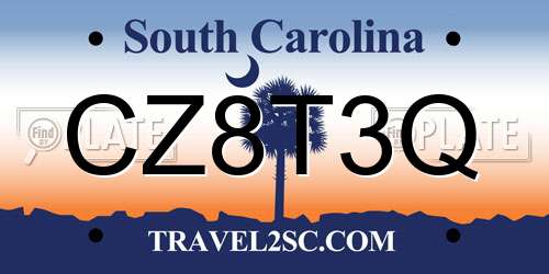 CZ8T3Q South Carolina License Plate
