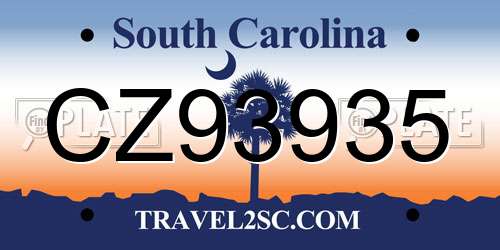 CZ93935 South Carolina License Plate