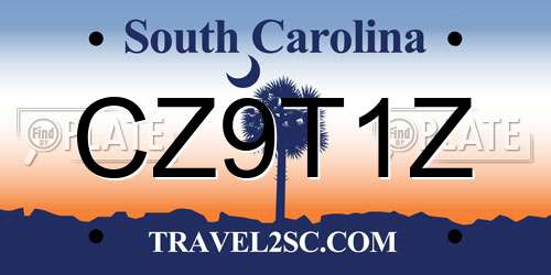 CZ9T1Z South Carolina License Plate