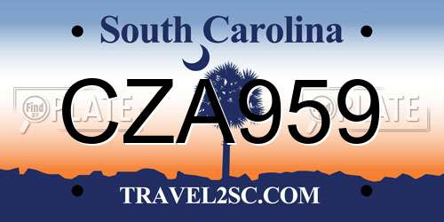 CZA959 South Carolina License Plate