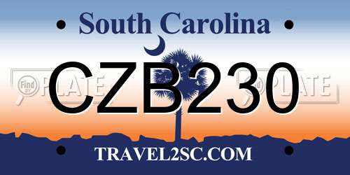 CZB230 South Carolina License Plate