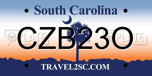 CZB23O South Carolina License Plate