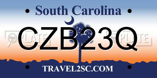 CZB23Q South Carolina License Plate