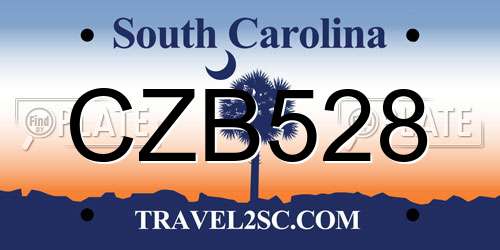 CZB528 South Carolina License Plate