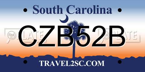 CZB52B South Carolina License Plate