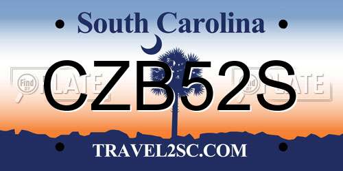 CZB52S South Carolina License Plate