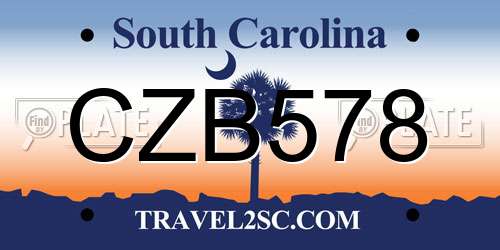 CZB578 South Carolina License Plate
