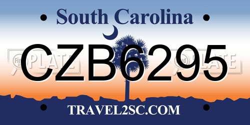 CZB6295 South Carolina License Plate