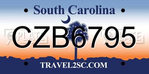 CZB6795 South Carolina License Plate