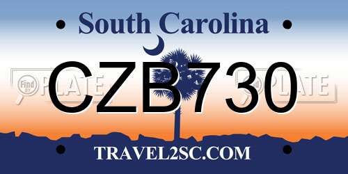 CZB730 South Carolina License Plate