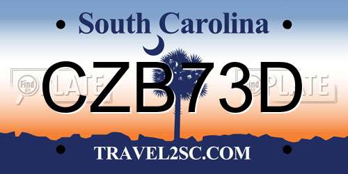 CZB73D South Carolina License Plate