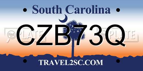 CZB73Q South Carolina License Plate
