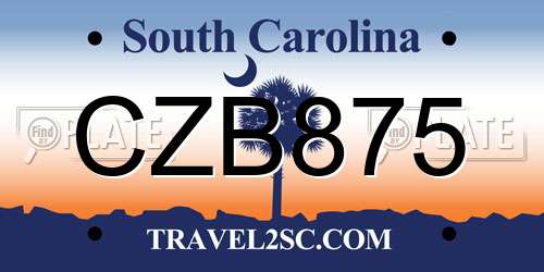 CZB875 South Carolina License Plate