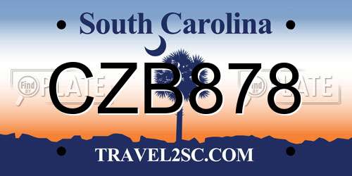 CZB878 South Carolina License Plate