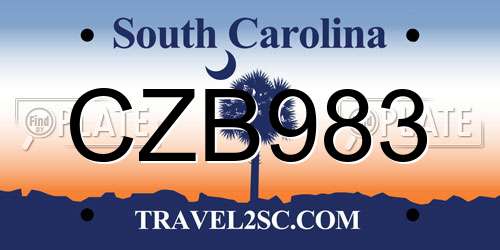 CZB983 South Carolina License Plate