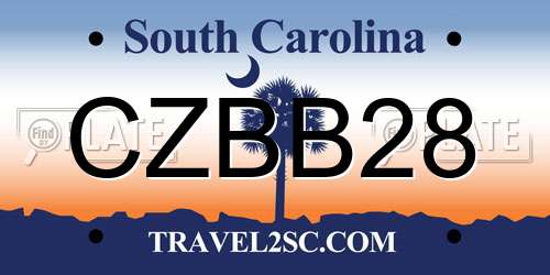 CZBB28 South Carolina License Plate