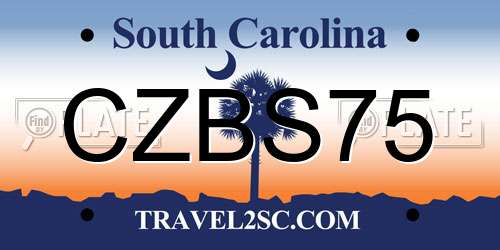 CZBS75 South Carolina License Plate