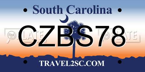 CZBS78 South Carolina License Plate