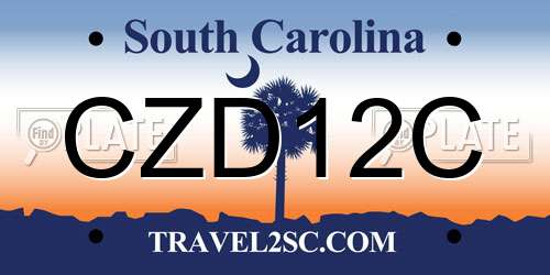CZD12C South Carolina License Plate