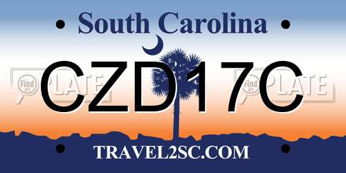 CZD17C South Carolina License Plate