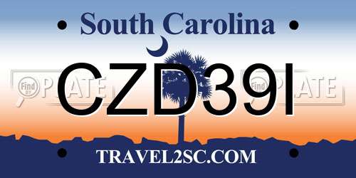 CZD39I South Carolina License Plate