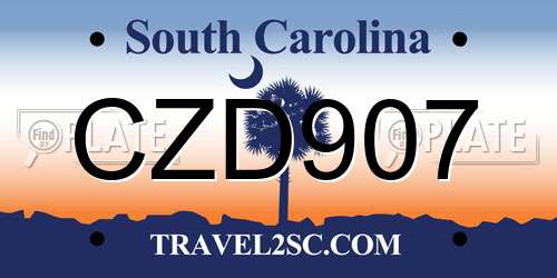 CZD907 South Carolina License Plate