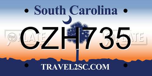 CZH735 South Carolina License Plate