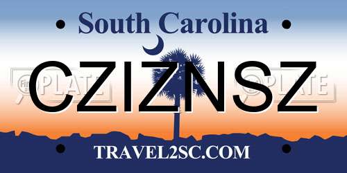 CZIZNSZ South Carolina License Plate