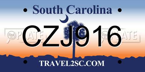 CZJ916 South Carolina License Plate