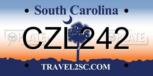 CZL242 South Carolina License Plate