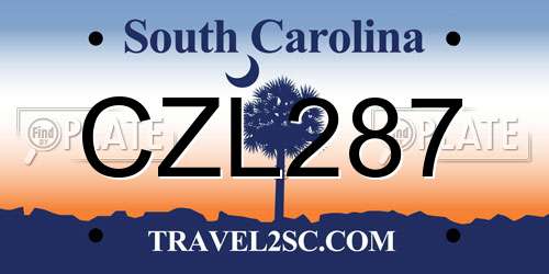 CZL287 South Carolina License Plate