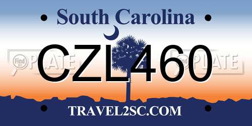 CZL460 South Carolina License Plate