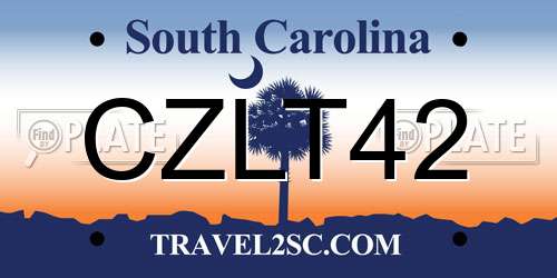 CZLT42 South Carolina License Plate